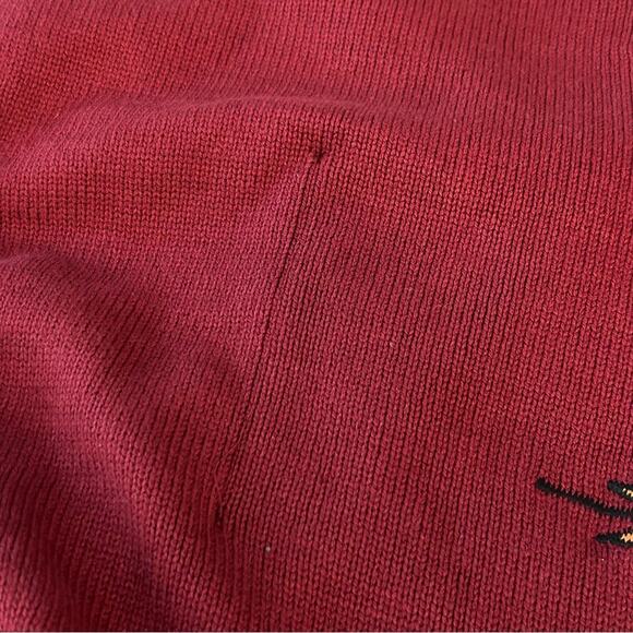 Tasi Malibu Maroon Aztec Embroidered Fringe Poncho NWT Boho Western - Picture 9 of 12